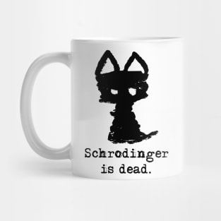 Meowfistofele the black cat – Schrodinger is dead (black on white) Mug